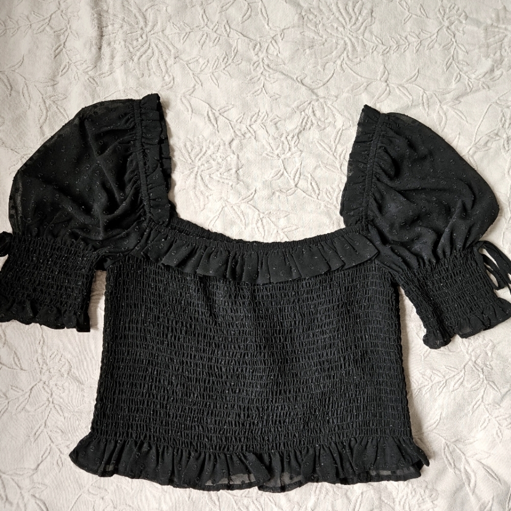 Square Neck Puff Sleeve Smock Top